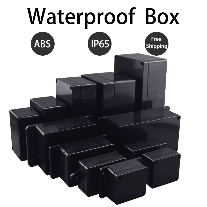 Boîtier de boîte étanche ABS, coffre-fort électronique, boîtes en plastique, boîte de jonction de fil noir, organisateur en plastique, boîtier étanche IP67