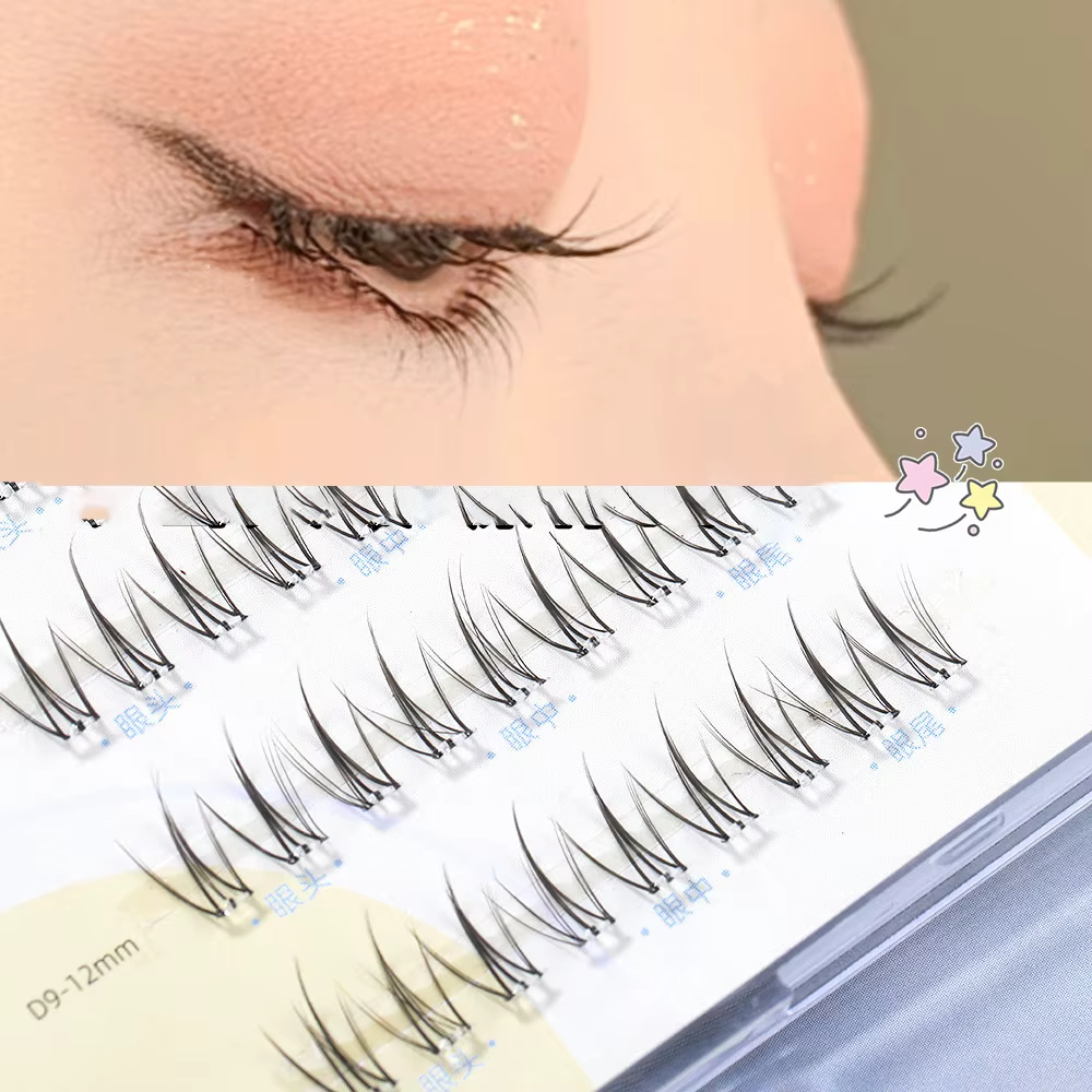 6 rangées de faux cils sans colle dans un seul cluster