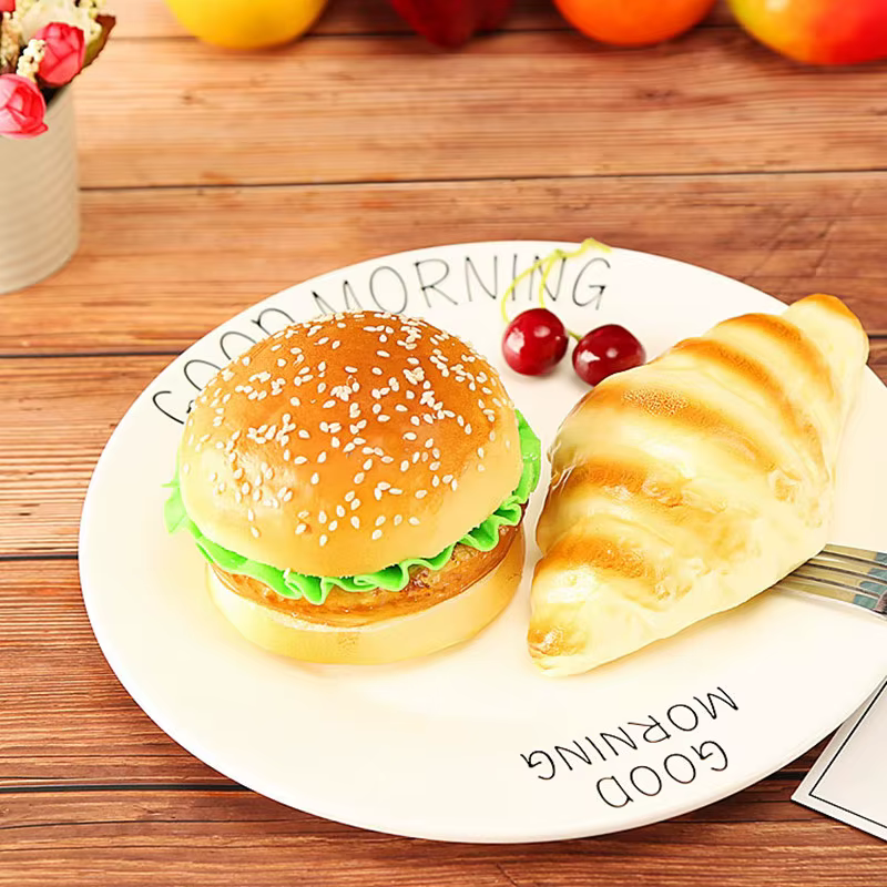 Hamburger artificiel faux pain, modèle alimentaire, présentoir de fenêtre de magasin de gâteaux, accessoires de photographie de cuisine, décor de Table