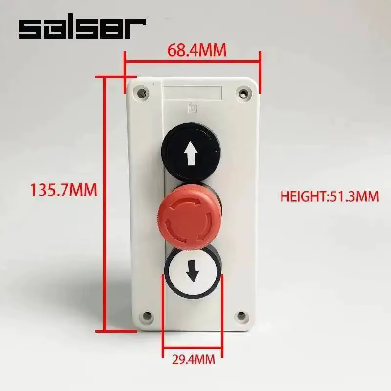 Flèches haut/bas avec arrêt d'urgence, rouleau de levage, porte, élévateur de queue de camion, Double isolation, 2 Contacts N/O, boîte de commutation à bouton-poussoir