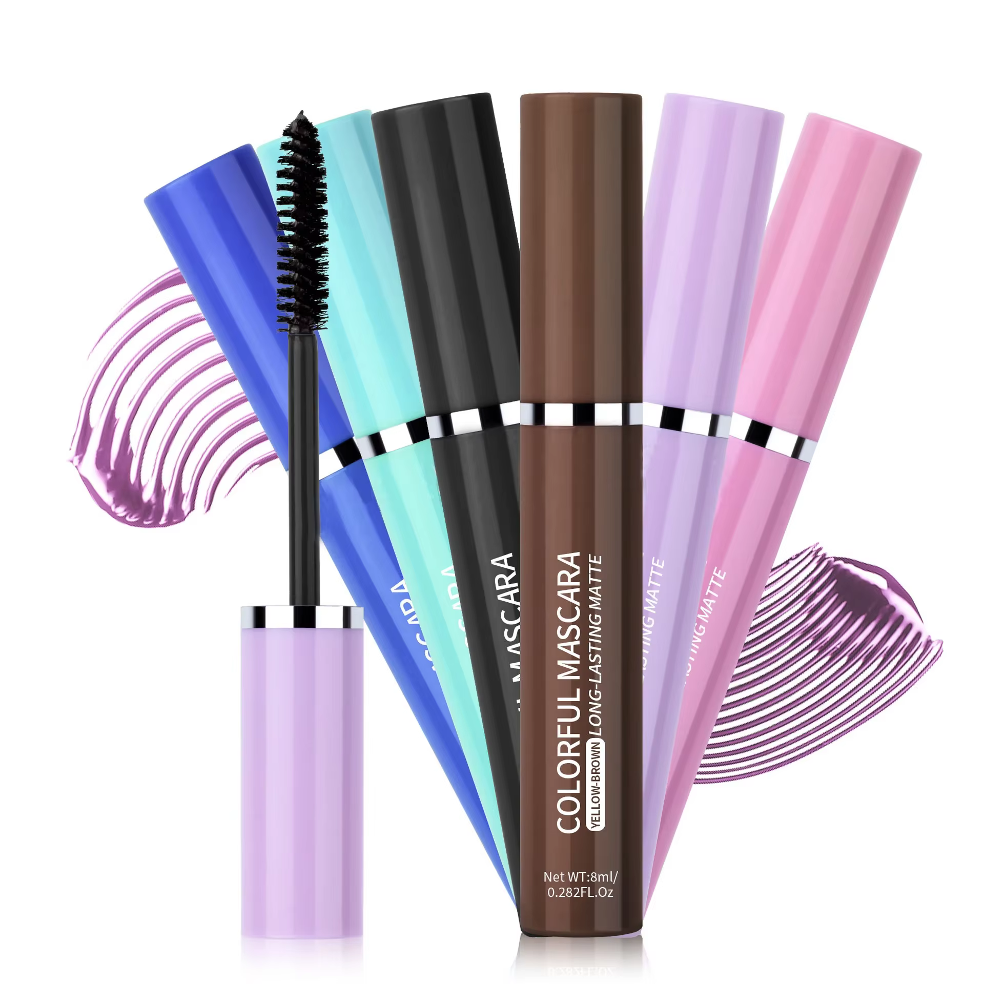 Mascara coloré cils bleu rose vert