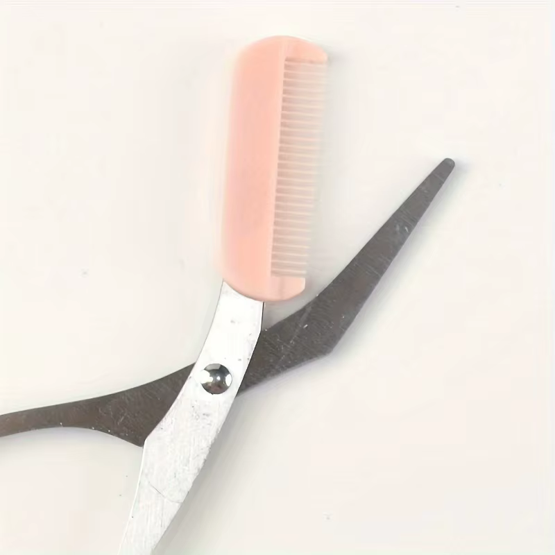 Ciseaux de coupe de sourcils roses avec peigne intégré