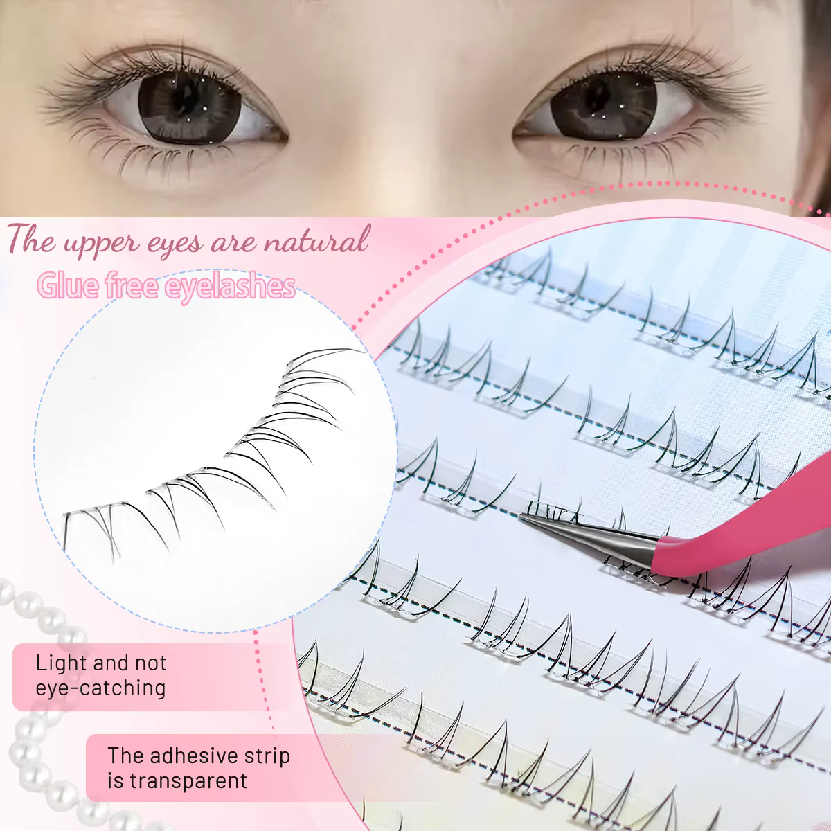 Nouveaux faux cils inférieurs autocollants 48 grappes sans tige