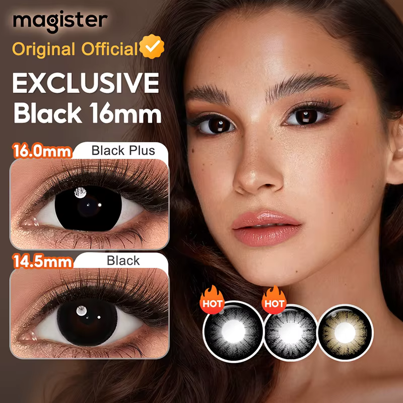 (0.00~-6.00) MAGISTER Lentilles de contact graduées à effet agrandissant 16 mm avec dioptries Noir/Marron Cosmétiques