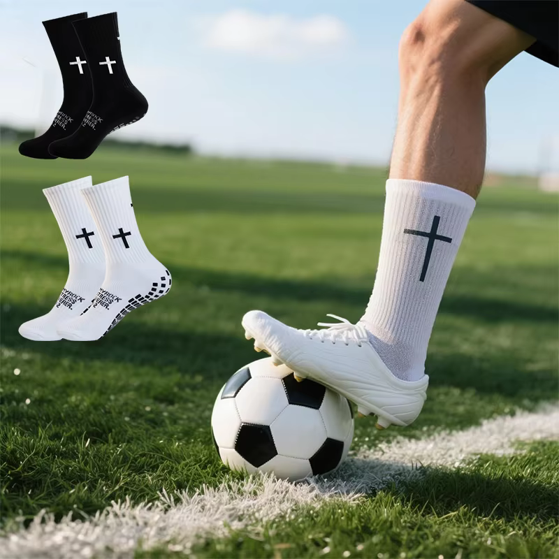 Chaussettes de sport de football à séchage rapide, absorbant la transpiration, antidérapantes, mi-mollet, respirantes, avec fond en tissu éponge épais, pour l'équitation, le tennis et l'entraînement