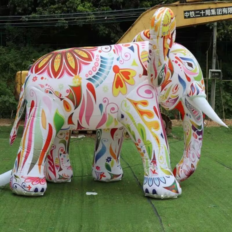 Éléphant géant avec lumières Led colorées, grand dessin animé Animal Iatable pour la publicité extérieure, décor d'événements de défilé