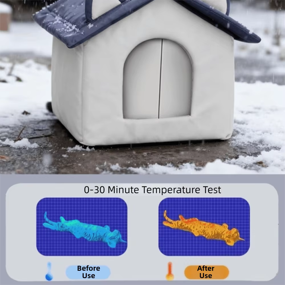 Maison d'extérieur chaude pour chat, coupe-vent, Base résistante à l'humidité, abri pour chat errant, conception fermée, nid d'hiver étanche pour chat