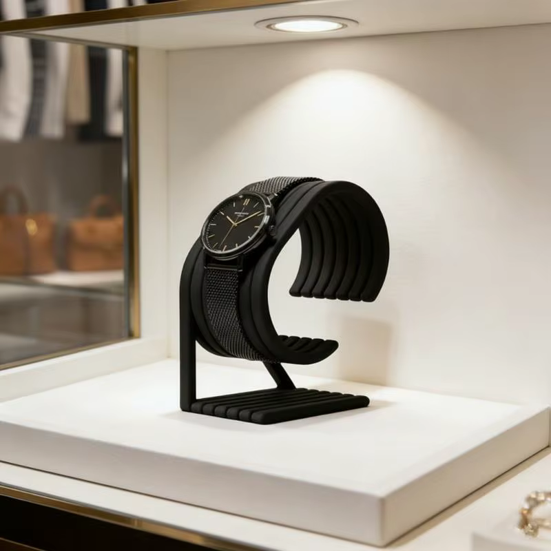 Support de présentation de montres de luxe pour 3 montres, base en velours pour collectionneurs et décoration de vitrine