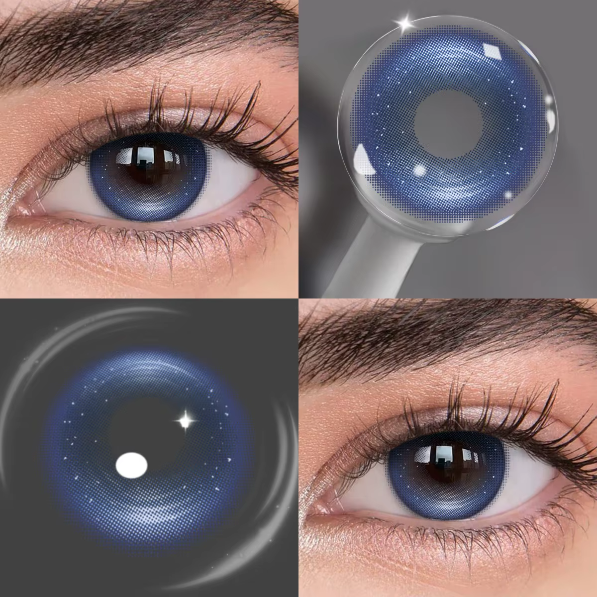 Visuashow Iris Lentilles de contact colorées bleues naturelles de conception coréenne
