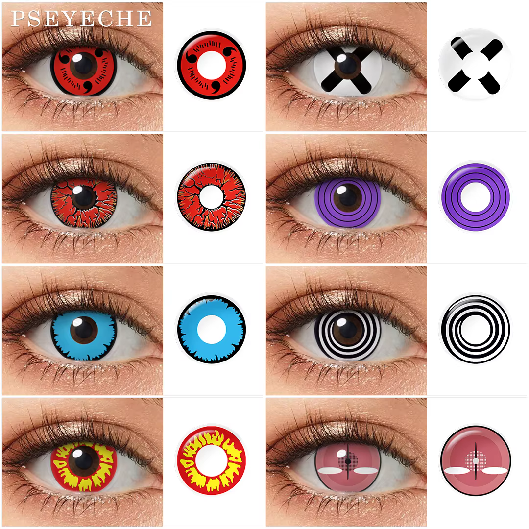 Pseyeche 14MM Sharingan Rinnegan Halloween lentilles de Contact Sclera