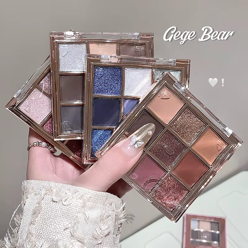Gege bear 9 couleurs fard à paupières Palette mat miroitant paillettes nu tons neutres lumineux fantaisie tout-en-un maquillage