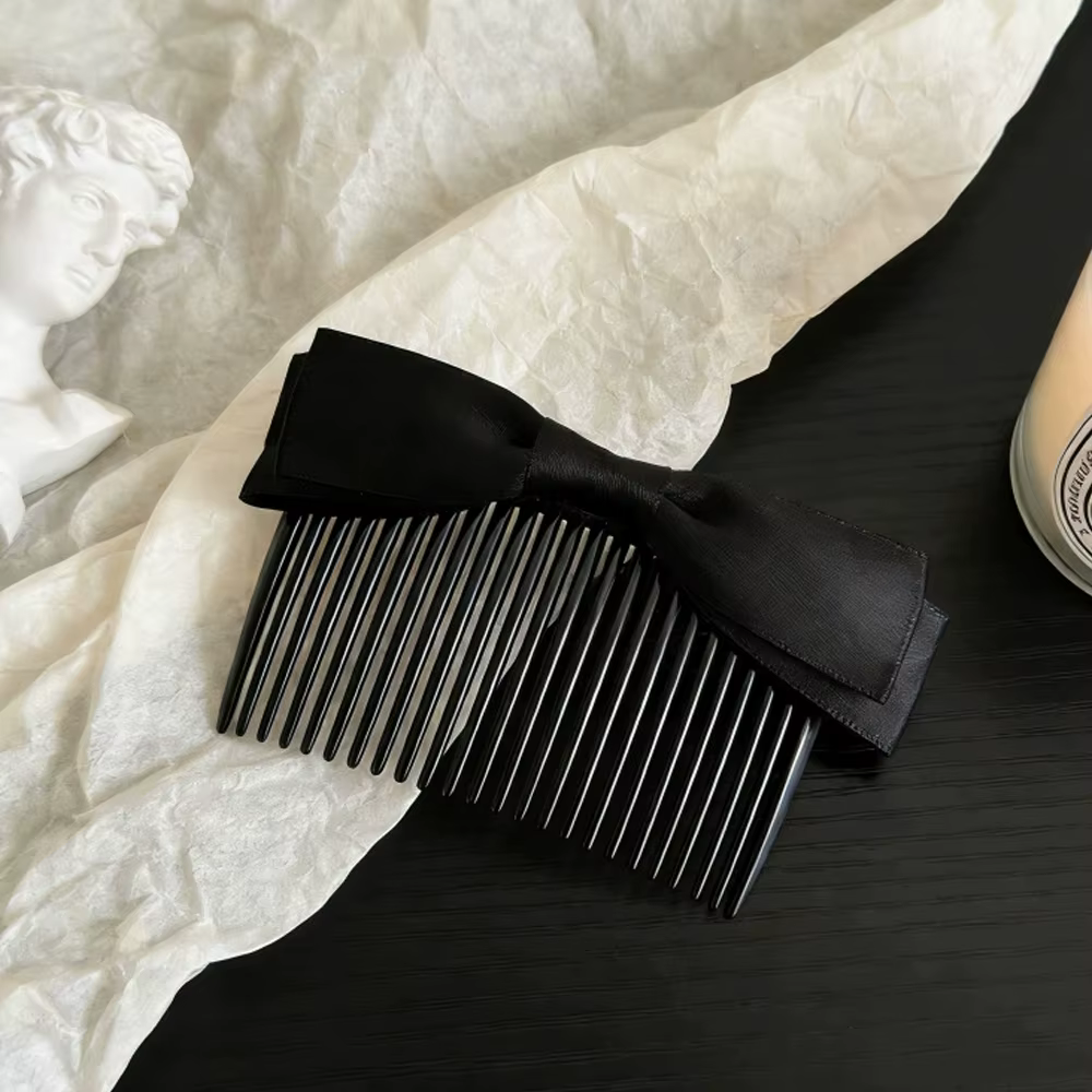 2 peignes à cheveux en forme de nœud pour l'arrière de la tête, épingles à cheveux élégantes pour le front, peignes latéraux pour lisser les franges (noir, blanc, rouge) adaptés aux femmes, cadeau par