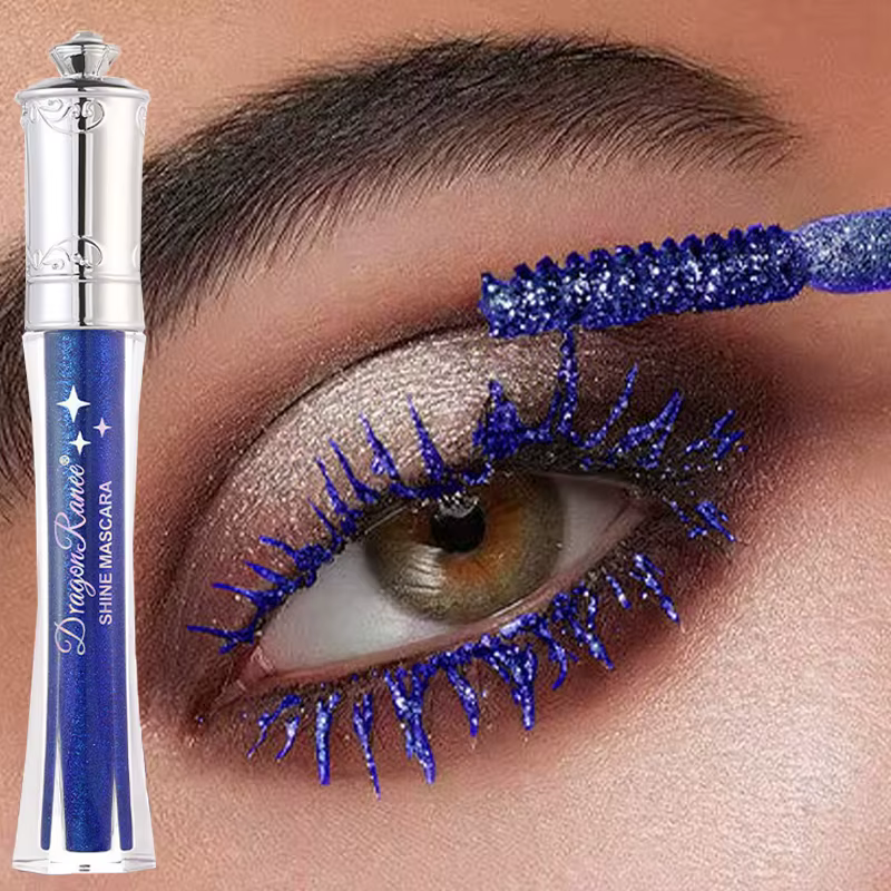 Mascara coloré diamant brillant bleu paillettes scintillantes