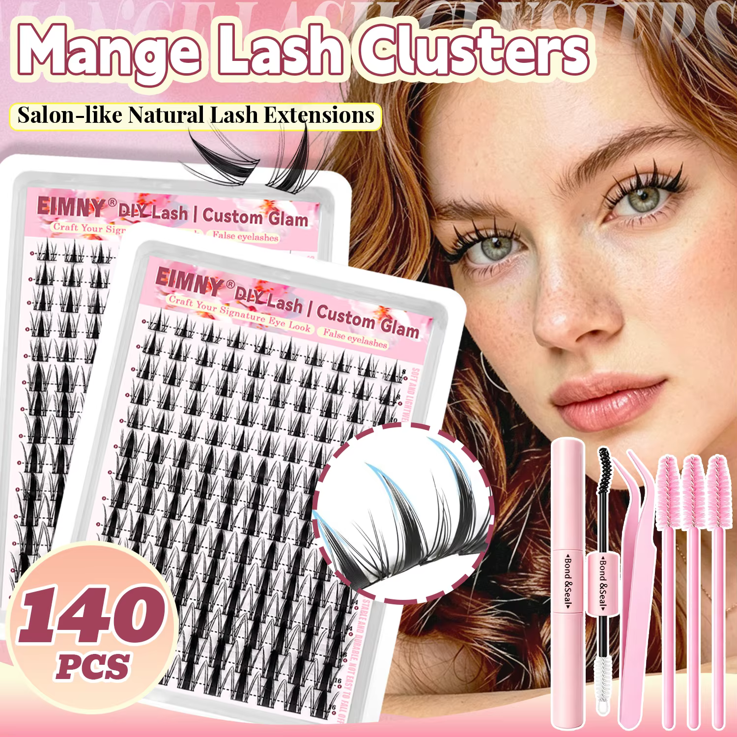 EIMNY 140PCS Little Hare Manga Cluster Lash Set
