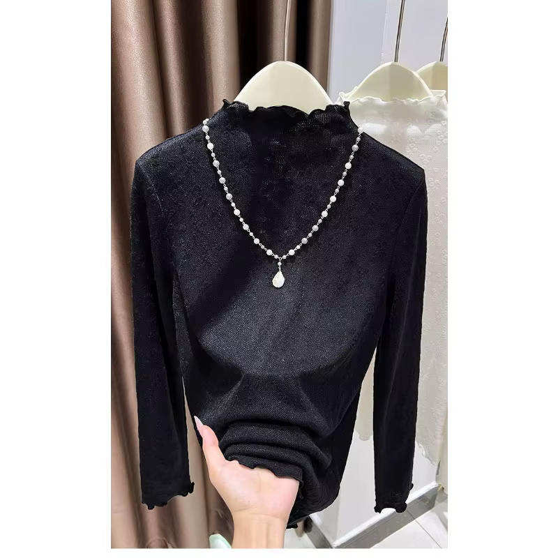 Chemise à bascule pour femmes, demi-col roulé, Design d'automne, haut doux avec oreilles