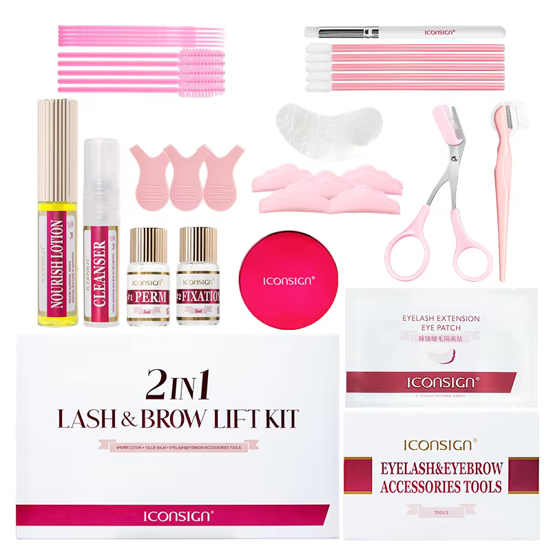 ICONSIGN 2IN1 professionnel rapide Perming cils et brun Kit de sauvetage durable 6-8 semaines Mascara levage