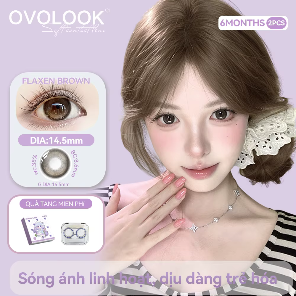 OVOLOOK - 2 lentilles de contact colorées de grand diamètre bleues/marron/grises/noires pour les yeux avec correction