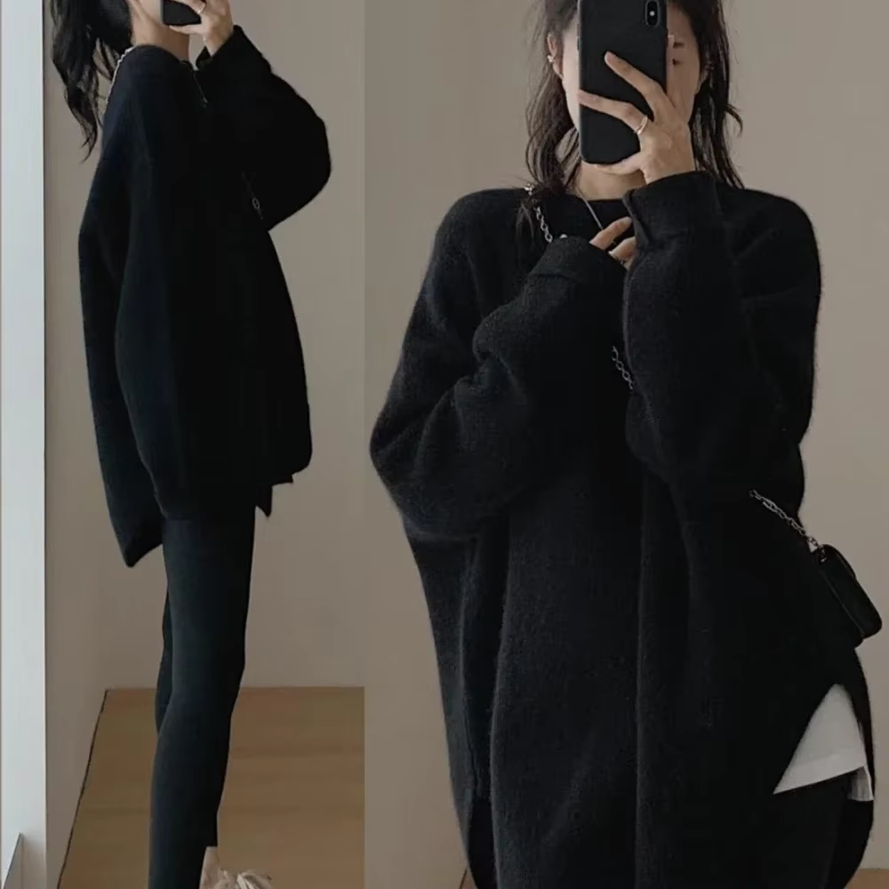 Haut thermique à col rond pour femme, pulls longs pour femme, chemisier chaud, streetwear moderne, noir, rouge, rose, hiver