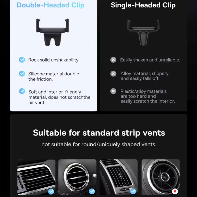 Support de téléphone portable universel Baseus pour voiture, support de téléphone pour grille d'aération de voiture, support de téléphone portable pour voiture