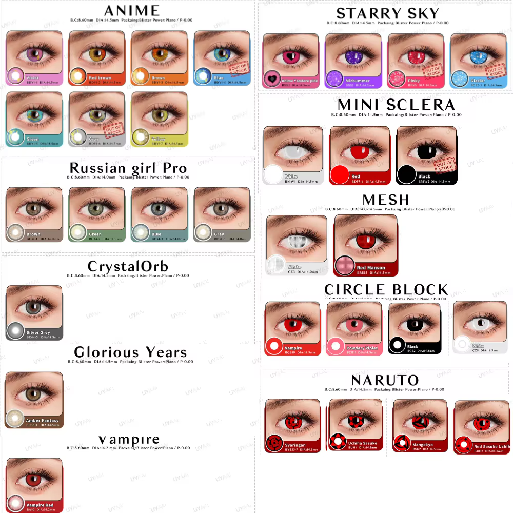 UYAAI 10-100 paires de lentilles de couleur pour les yeux