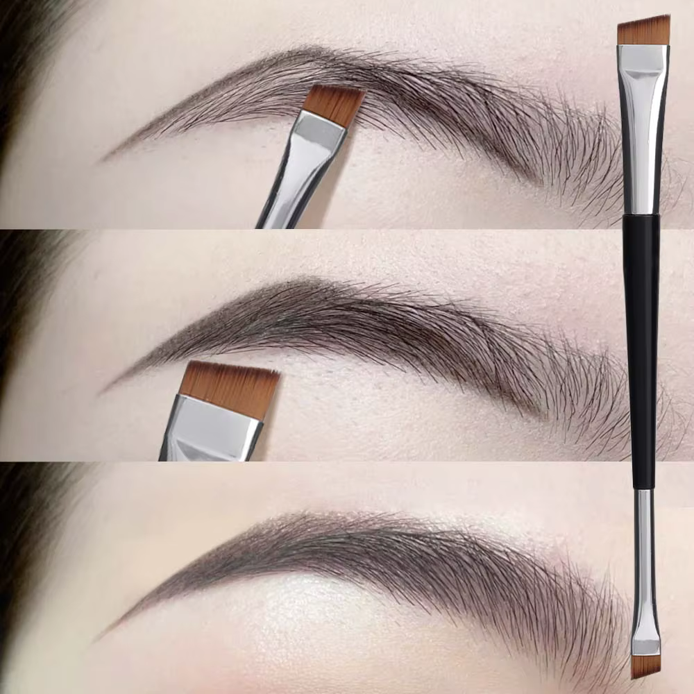 Brosse à sourcils professionnelle, Eyeliner, lame à tête plate coudée, pinceaux de maquillage pour Contour des sourcils, outils de maquillage à Double tête, 15 pièces