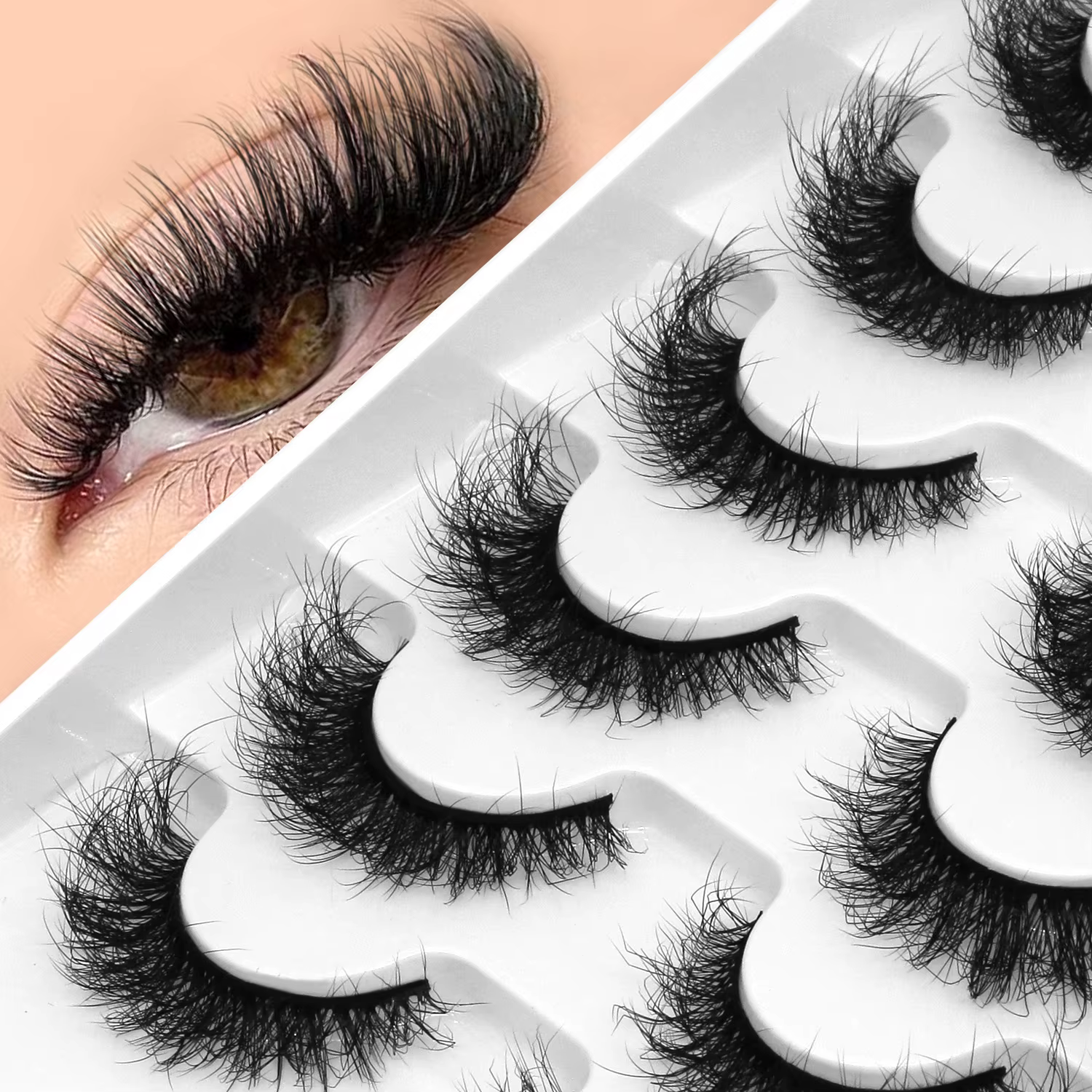 GROINNEYA Faux cils œil de chat moelleux 8D Volume