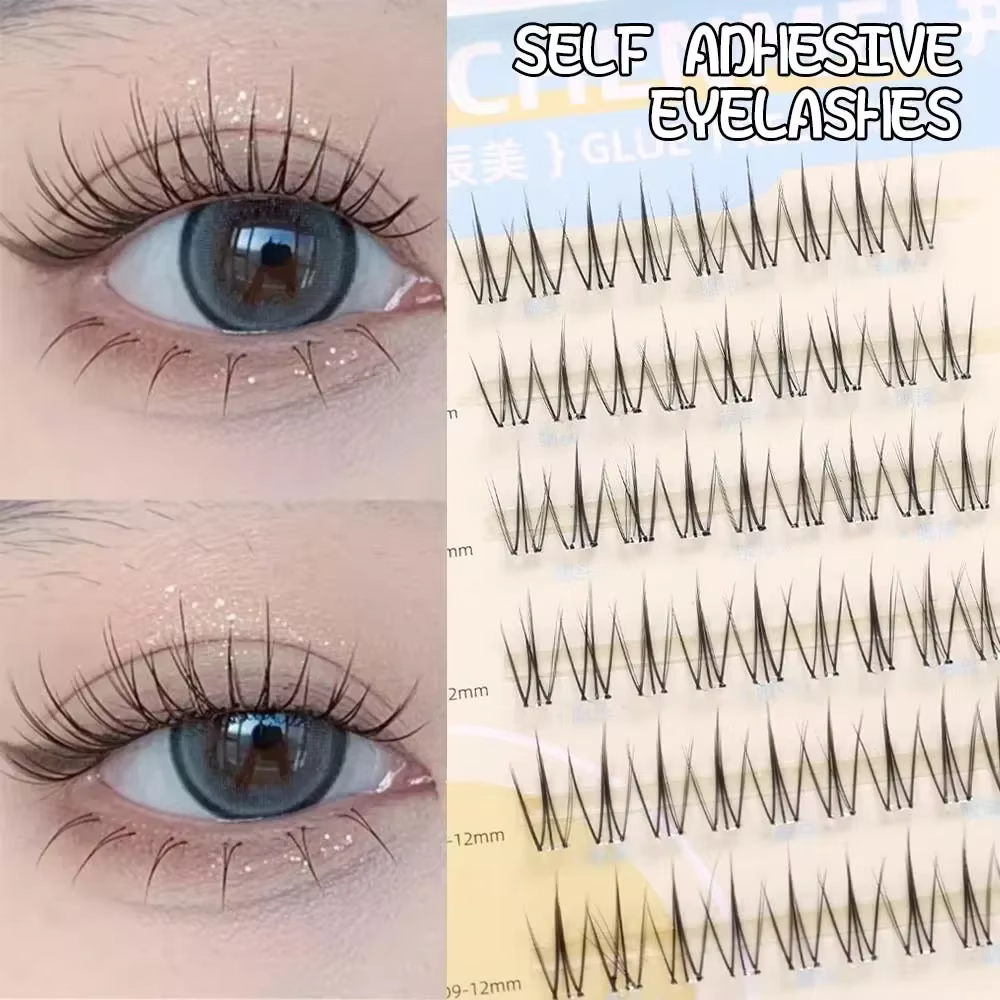 Pas besoin de colle faux cils moelleux auto-adhésif réutilisable bande transparente grappe segmentée bricolage Manga