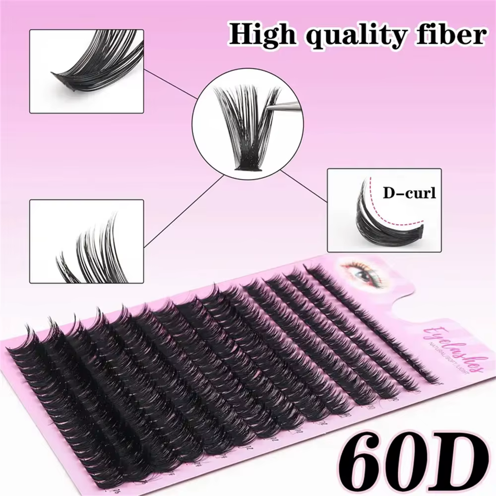 280 grappes de faux cils de vison 60D D Curl Extensions