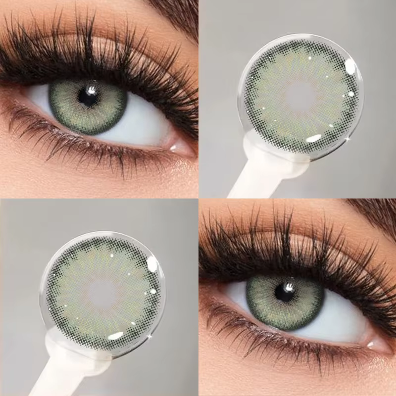 MILL CREEK 1 Paire de Nouvelles Lentilles de Contact Colorées Naturelles Vertes pour les Yeux Marron
