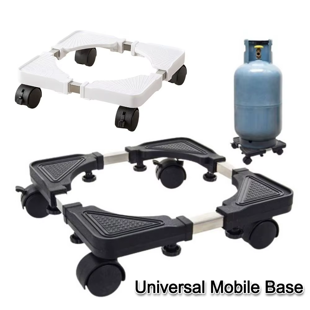 Base mobile universelle à 4 roulettes, Support réglable en hauteur, Base de réfrigérateur, Base à roulettes robuste pour le linge