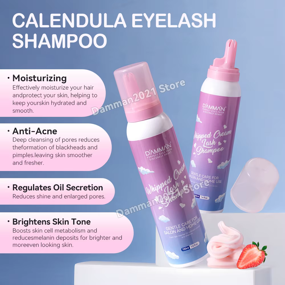 Damman 100ML Extension de cils shampooing crème Mousse nettoyant