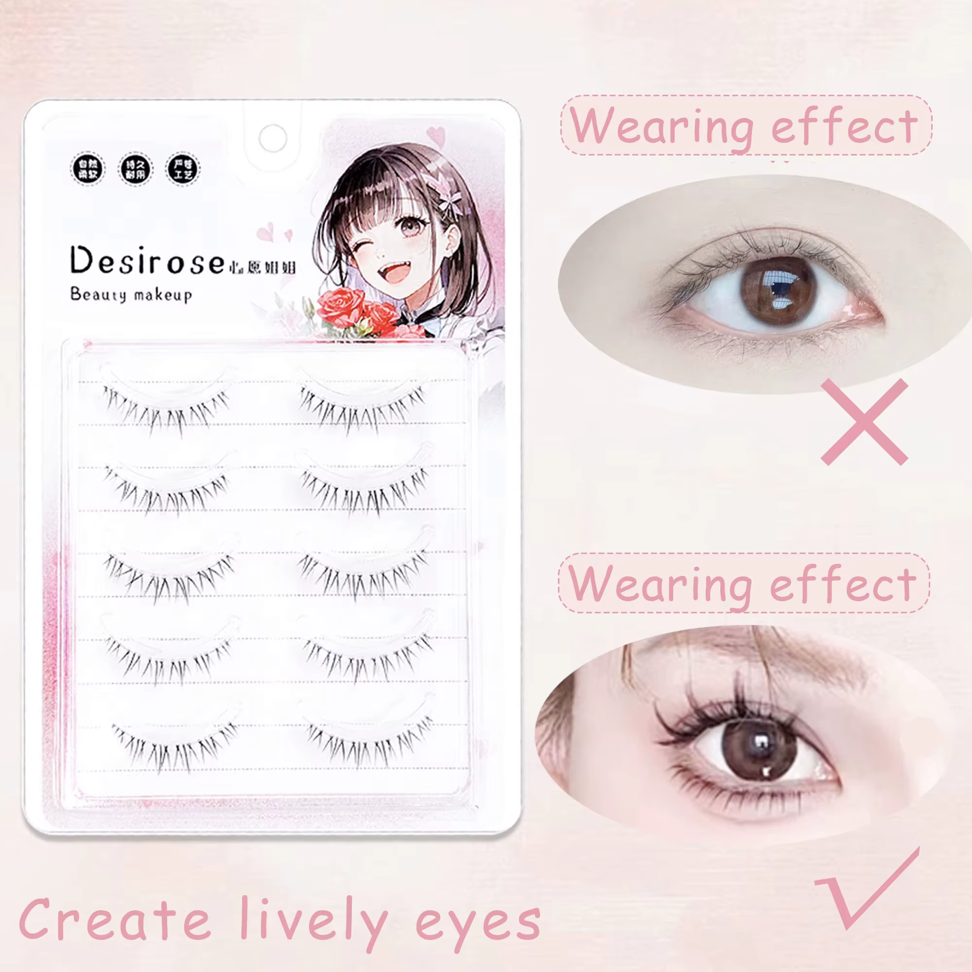 5 paires de cils Manga