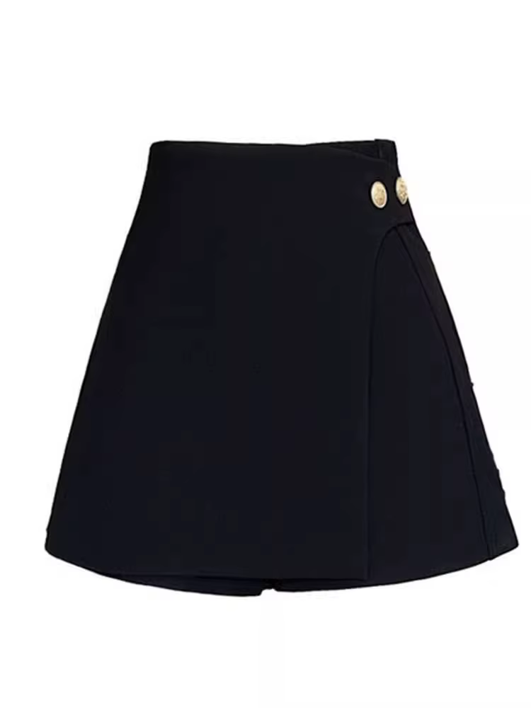 Taille haute a-ligne Mini jupe noir asymétrique femmes printemps nouveau Style minceur jupe pantalon trajet Style Polyester tissu