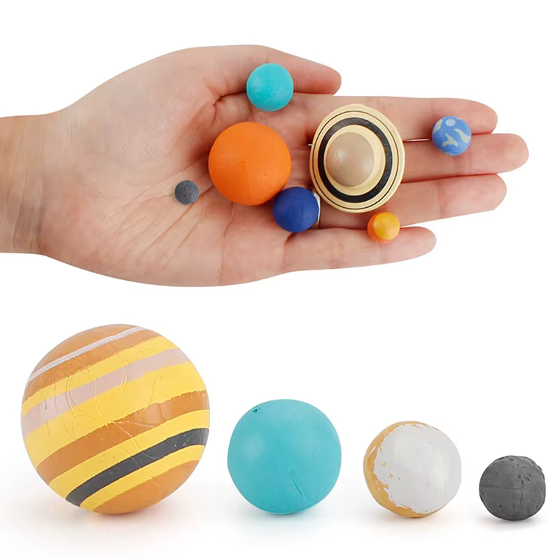 Figurines de simulation du système solaire et de la planète cosmique, lot de 9 pièces, matériaux fuchsia, jouets scientifiques