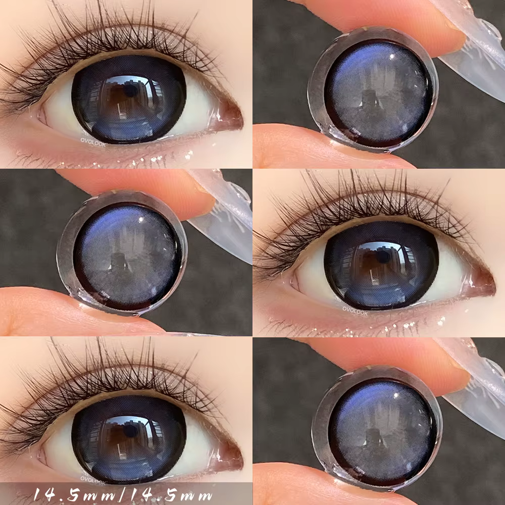 OVOLOOK - 1 paire (2 pièces) de lentilles de contact colorées intelligentes effet agrandissement des yeux