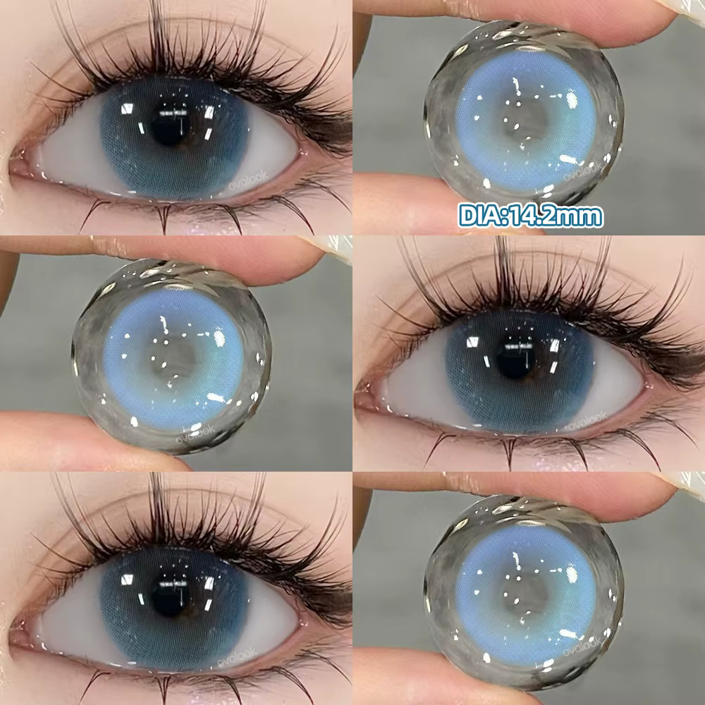 OVOLOOK-1 paire de lentilles de contact colorées pour les yeux, lentilles marron naturelles à la mode, 14.2/14.5mm, lentilles de beauté colorées bleues, violettes, roses