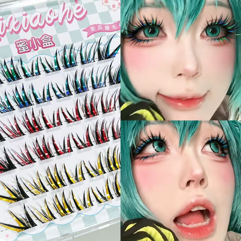 Cils Manga Colorés Inclinés Mixiaohe avec Queue Relevée et Allongée