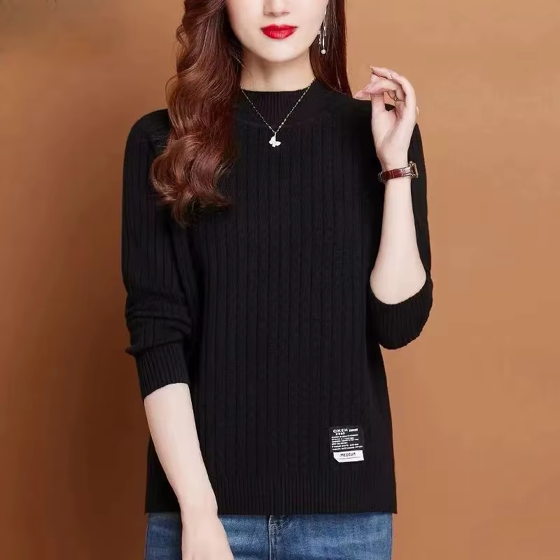 Bas petit haut femme manteau 2026 automne hiver nouveau pull de haute qualité col mi-haut pull tricots femmes hauts à la mode