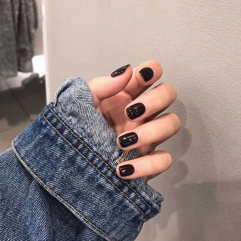 Faux ongles courts et plats à pression, couleur unie, couverture complète, pointes d'art pour femmes et filles, DIY, 24 pièces