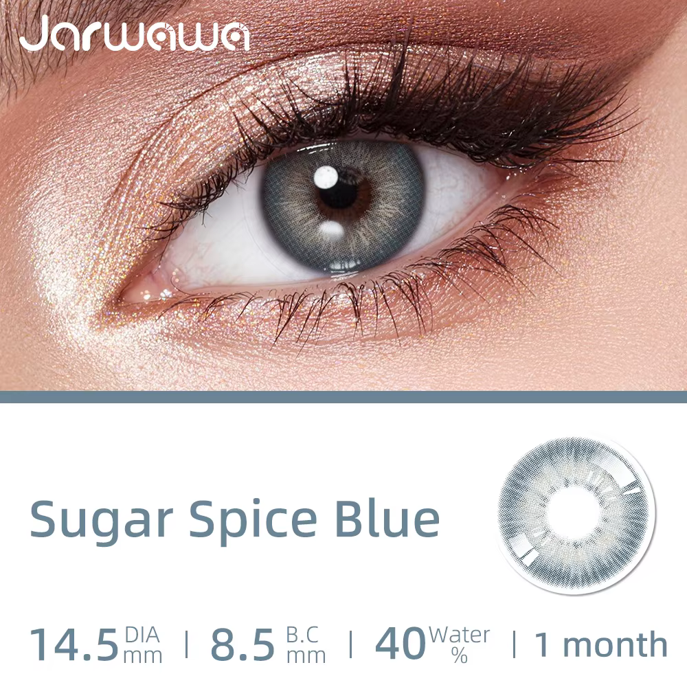 JARWAWA 1 Paire Lentilles de Contact Cosmétiques Colorées Effet Naturel Grandes Yeux Coréennes Mensuelles Bleu Gris