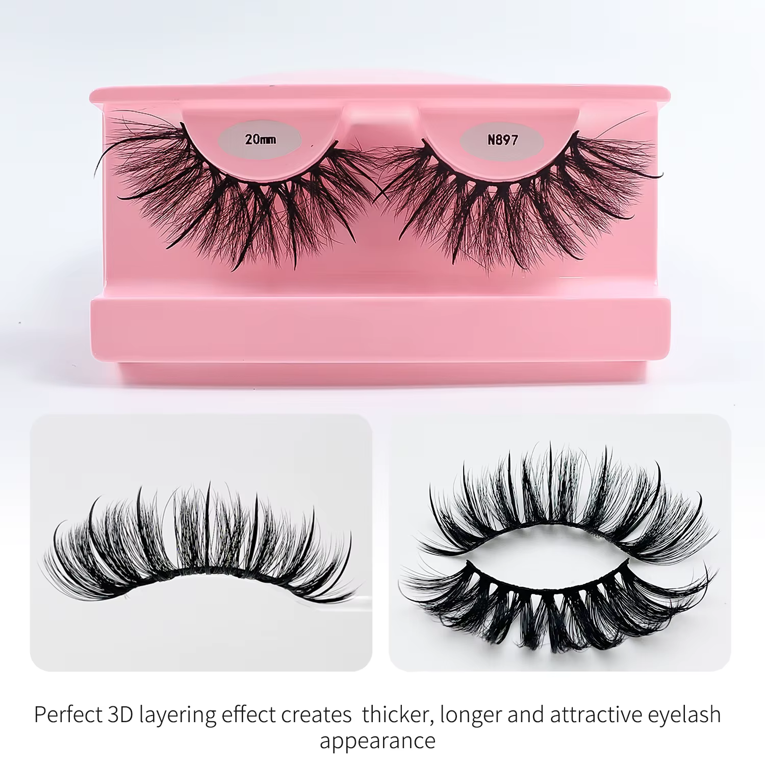 REDSIREN Faux cils en vison pointes vaporeux épais naturel pleine bande