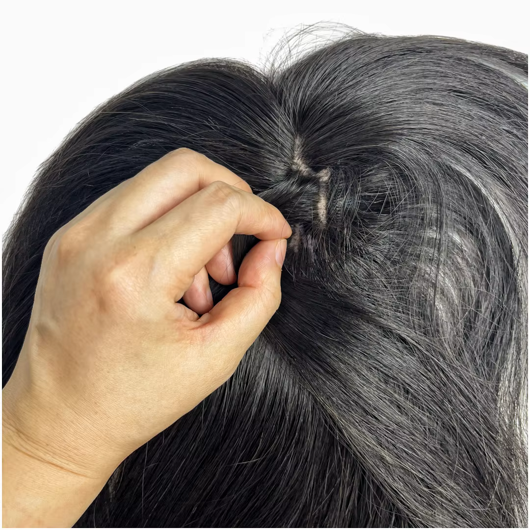 Compléments capillaires naturels en cheveux humains pour femmes avec frange, postiche à clipser avec cuir chevelu en PU pour une couverture plus réaliste de la perte de cheveux