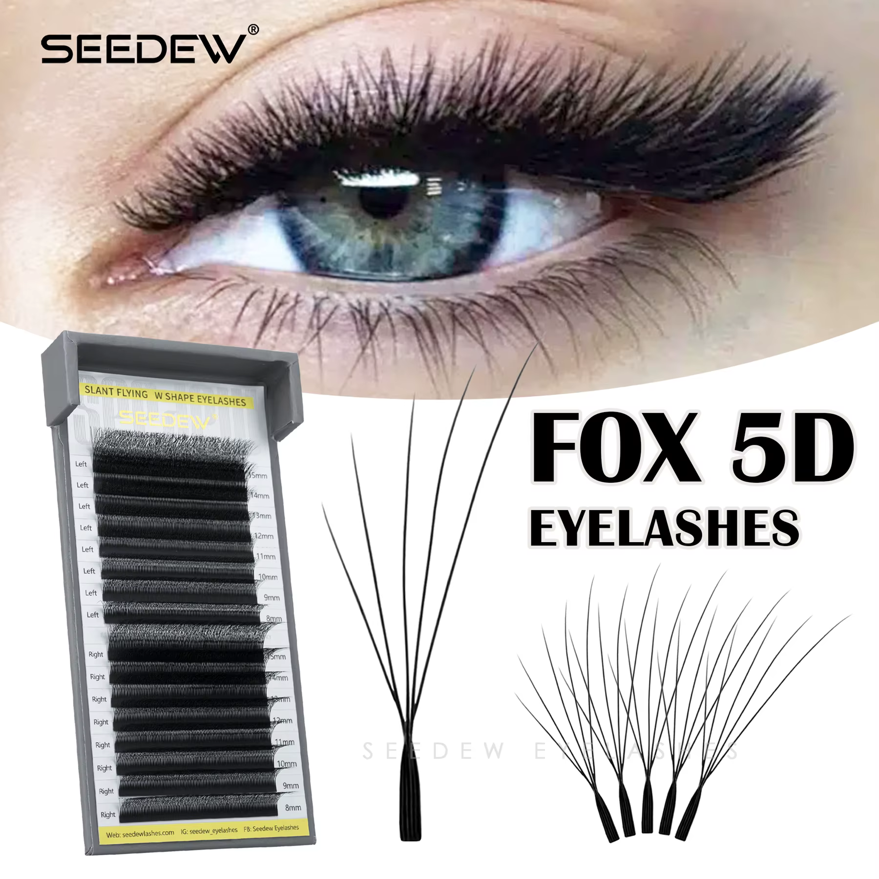 SEEDEW Fox 5D Extensions de cils en forme de W