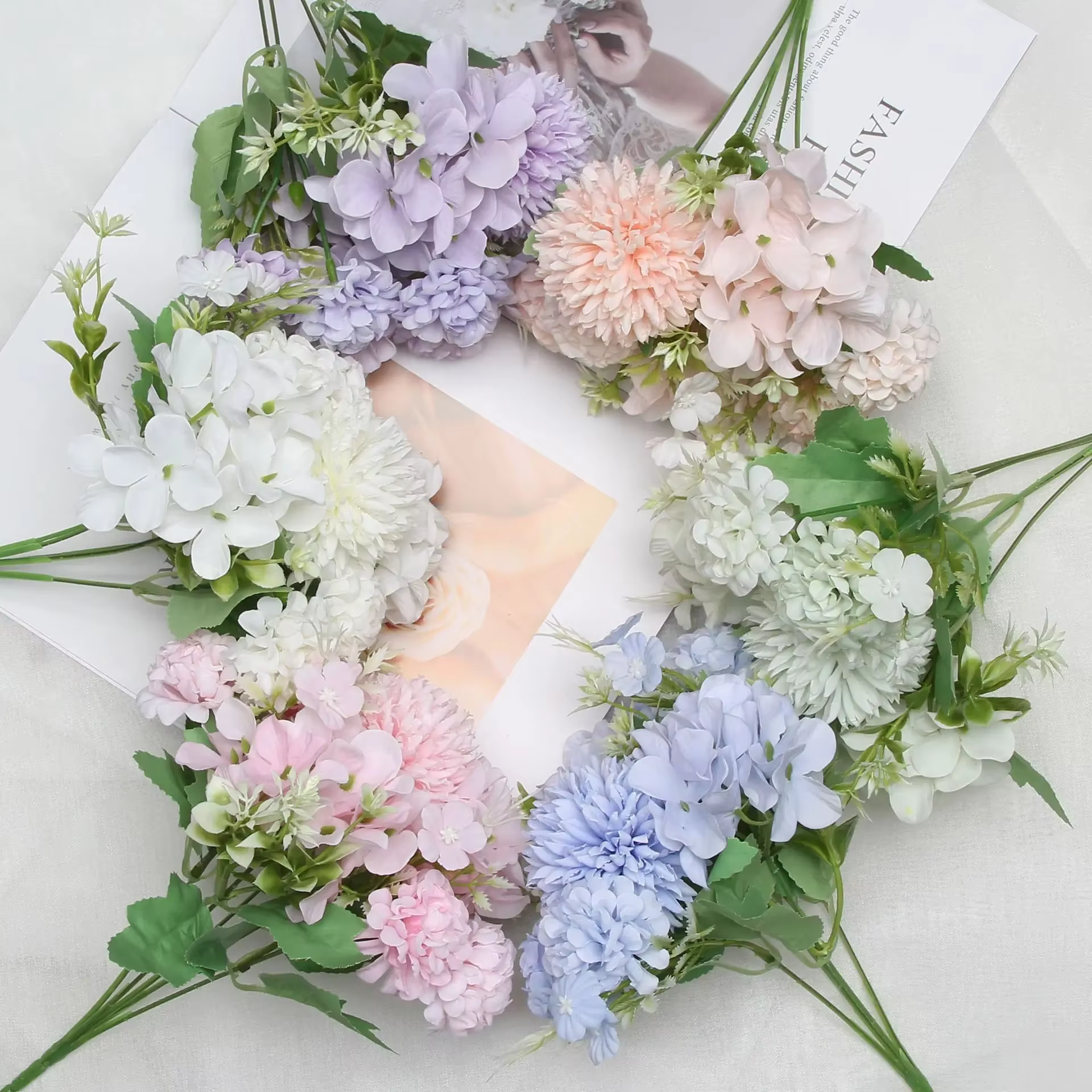 InjFlower-Fausse fleur pour décoration de mariage, 5 têtes, photographie, art, maison