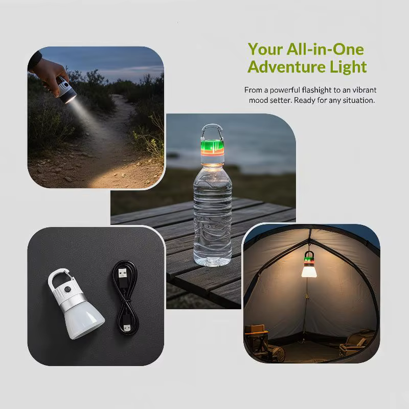 Lanterne de camping mini LED, design bouchon de bouteille, portable, à suspendre, pour tente, randonnée, pique-nique, urgence