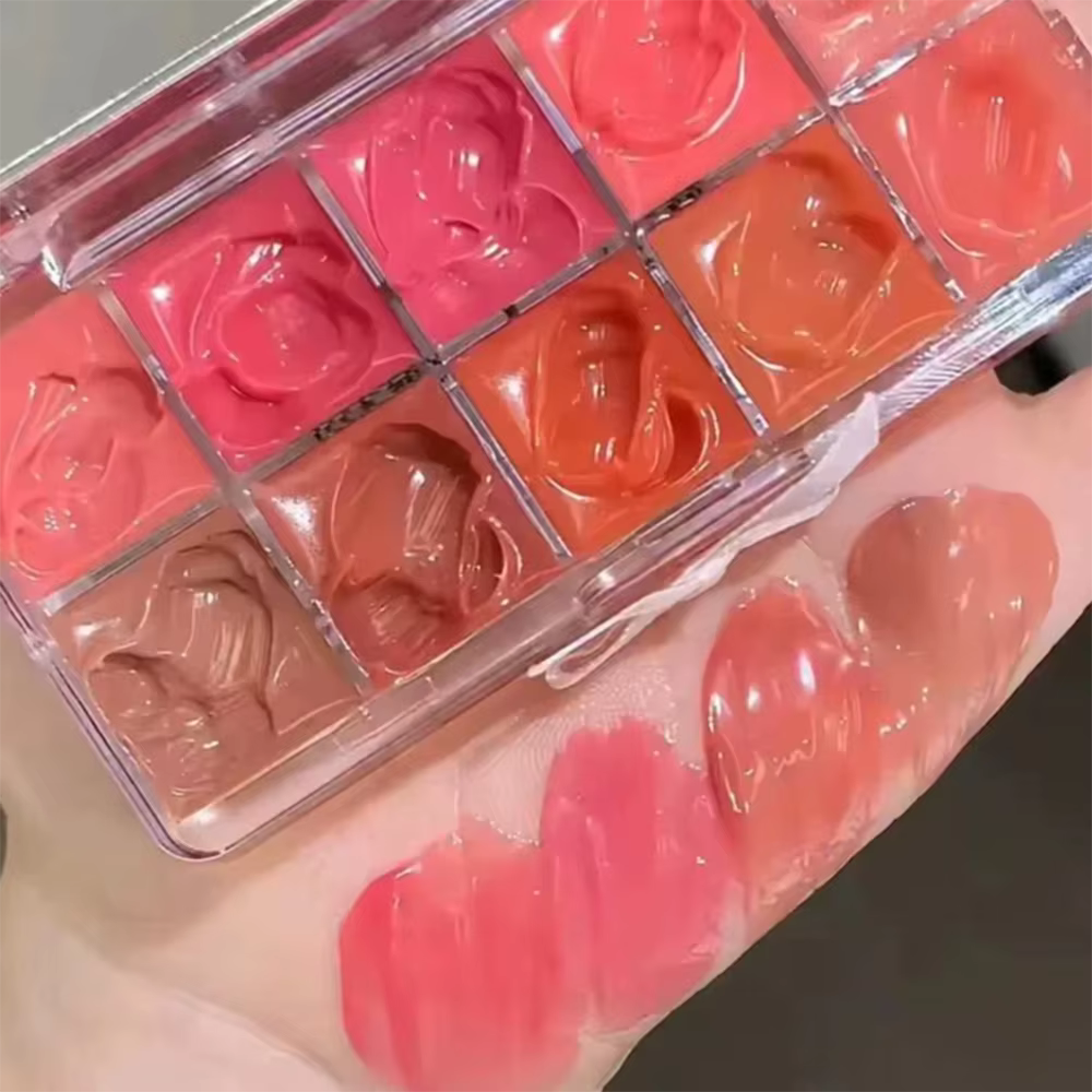 FLORTTE Palette Multifonctionnelle 10 Couleurs pour Lèvres Gloss et Rouge