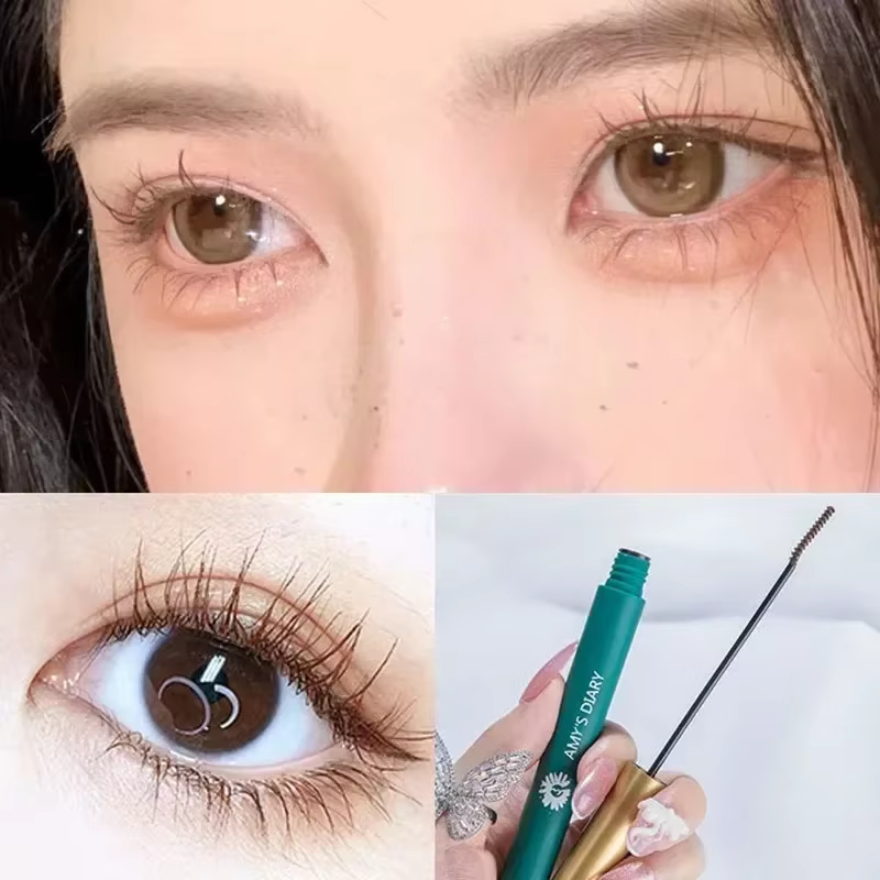 Mascara à cils imperméable sans taches marron naturel Curling brosse Fine