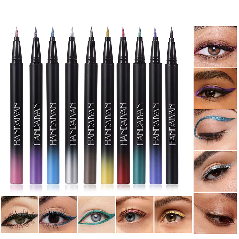 Crayon Eyeliner Liquide Métallique Blanc Violet Ultra-fin Rose Stylo pour les Yeux Séchage Rapide Paillettes Nacrées