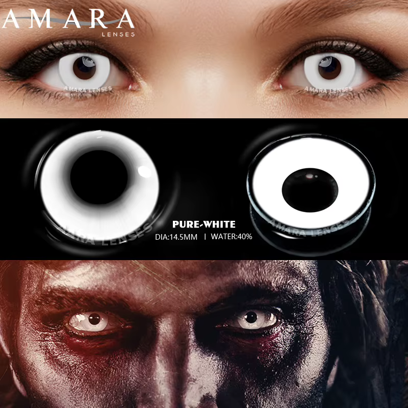 AMARA 1 paire Halloween nouveau Style Cosplay Anime couleur lentilles de Contact pour les yeux blanc noir 14.5mm