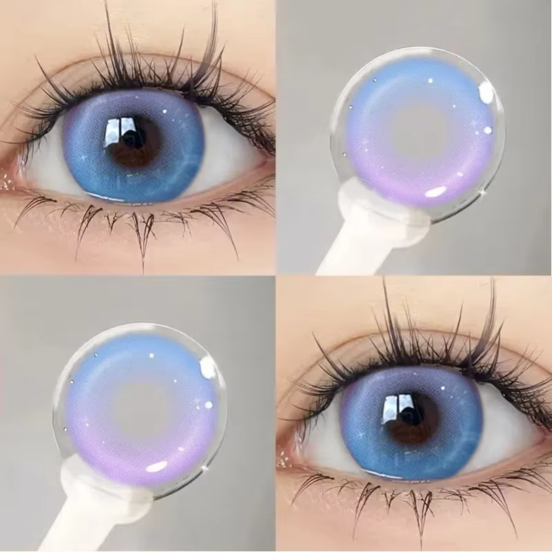 KSSEYE 2 pièces Cosplay Anime lentilles de Contact colorées pour les yeux élèves verts avec myopie